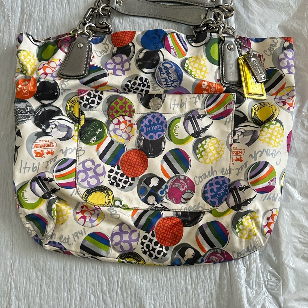 Coach Multicolor Circle Pattern Tote Vintage Rare… - image 2
